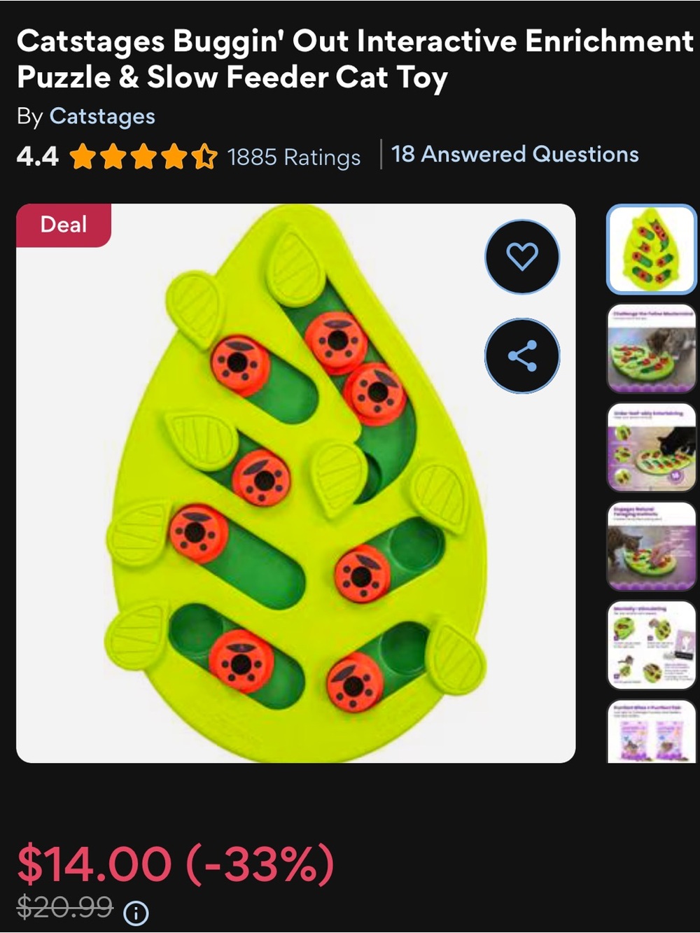 Buggin' Out Interactive Enrichment Puzzle & Slow Feeder Cat Toy